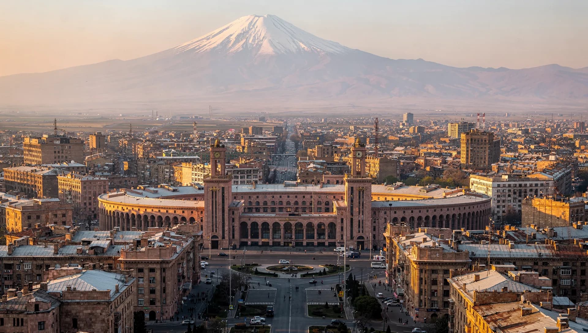 Yerevan, Armenia — Republic Square with Mount Ararat